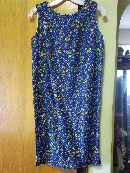 Dresses & Skirts - Vintage Sleeveless Floral Cotton Summer Dress. Blue Orange Yellow Green Purple